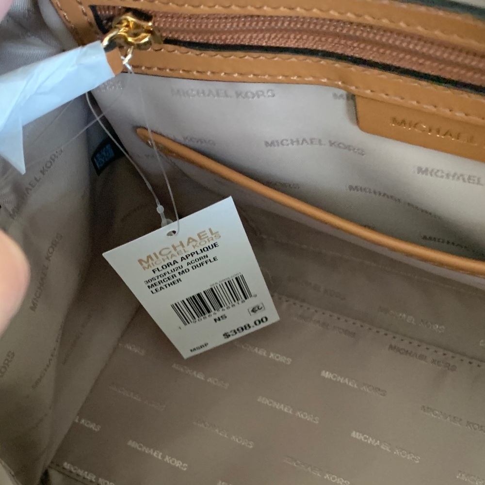 Michael Kors Brown Satchel with Gold Floral Details - Picture 13 of 16